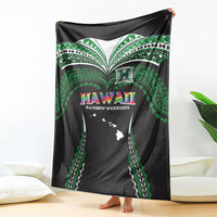 Hawaii Rainbow Warriors Blanket Polynesian Motif Black Color