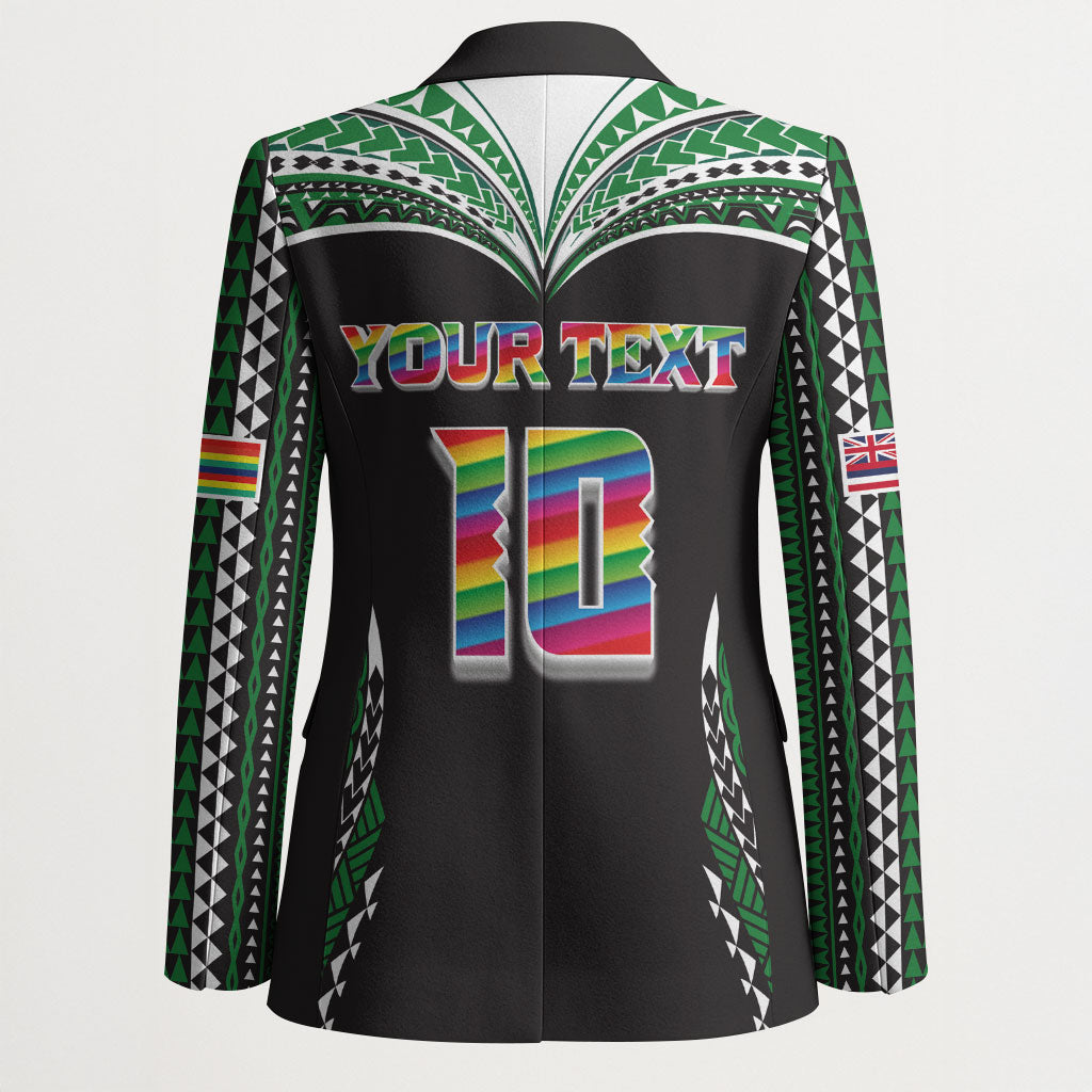 Custom Hawaii Rainbow Warriors Blazer Polynesian Motif Black Color