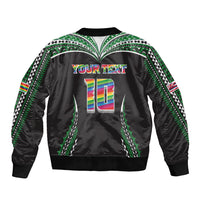 Custom Hawaii Rainbow Warriors Bomber Jacket Polynesian Motif Black Color