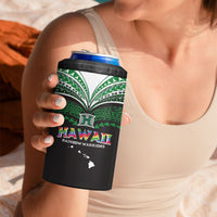 Custom Hawaii Rainbow Warriors 4 in 1 Can Cooler Tumbler Polynesian Motif Black Color