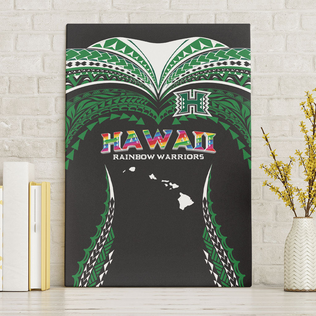 Hawaii Rainbow Warriors Canvas Wall Art Polynesian Motif Black Color