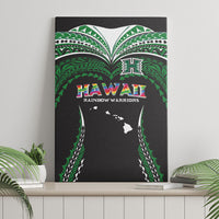 Hawaii Rainbow Warriors Canvas Wall Art Polynesian Motif Black Color