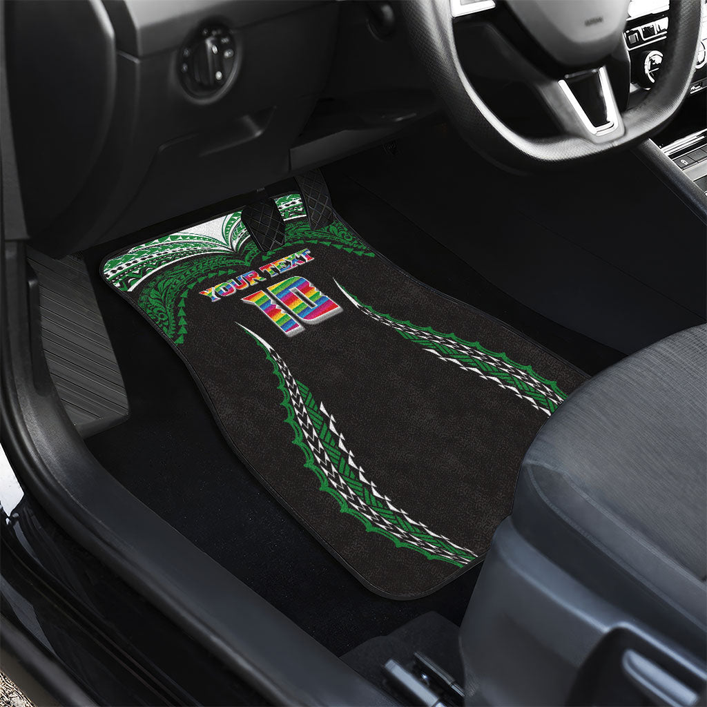 Custom Hawaii Rainbow Warriors Car Mats Polynesian Motif Black Color