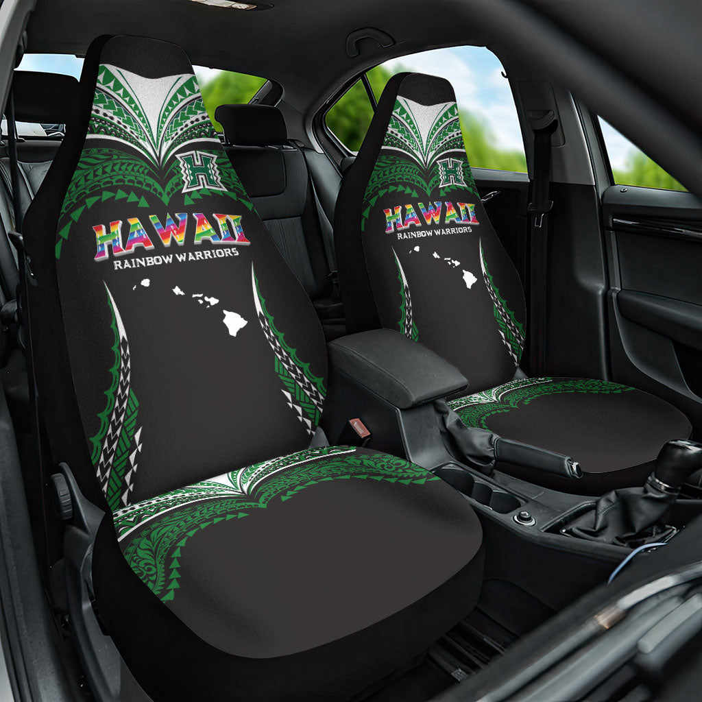 Hawaii Rainbow Warriors Car Seat Cover Polynesian Motif Black Color