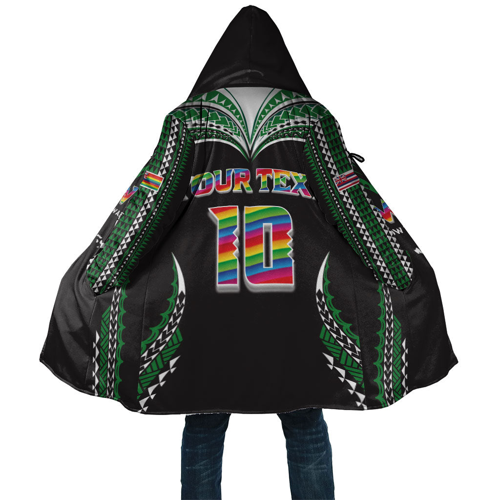 Custom Hawaii Rainbow Warriors Cloak Polynesian Motif Black Color