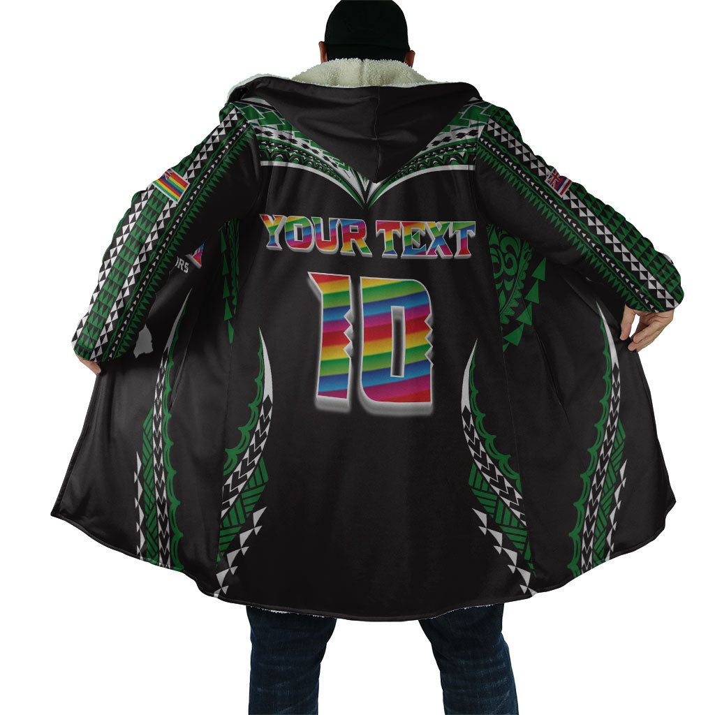 Custom Hawaii Rainbow Warriors Cloak Polynesian Motif Black Color