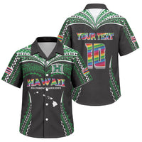 Custom Hawaii Rainbow Warriors Family Matching Off The Shoulder Long Sleeve Dress and Hawaiian Shirt Polynesian Motif Black Color