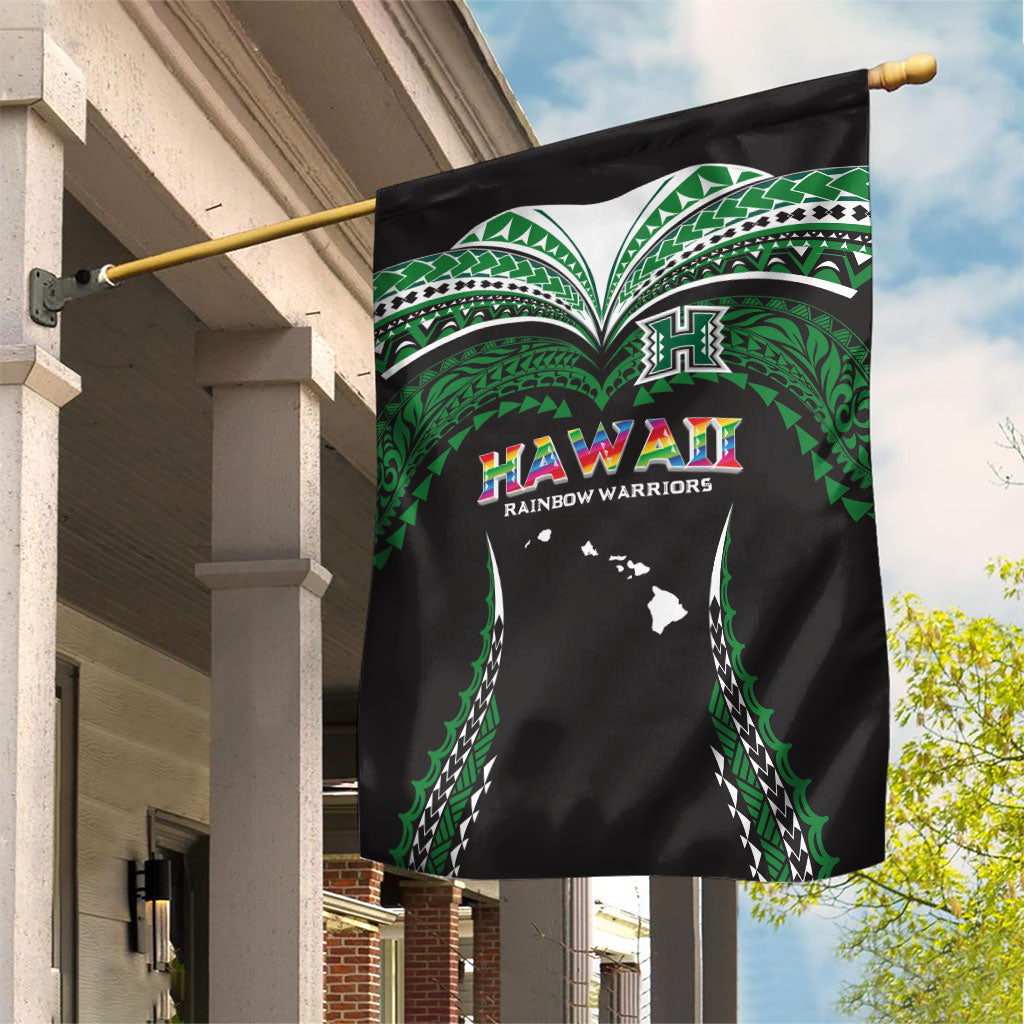 Hawaii Rainbow Warriors Garden Flag Polynesian Motif Black Color