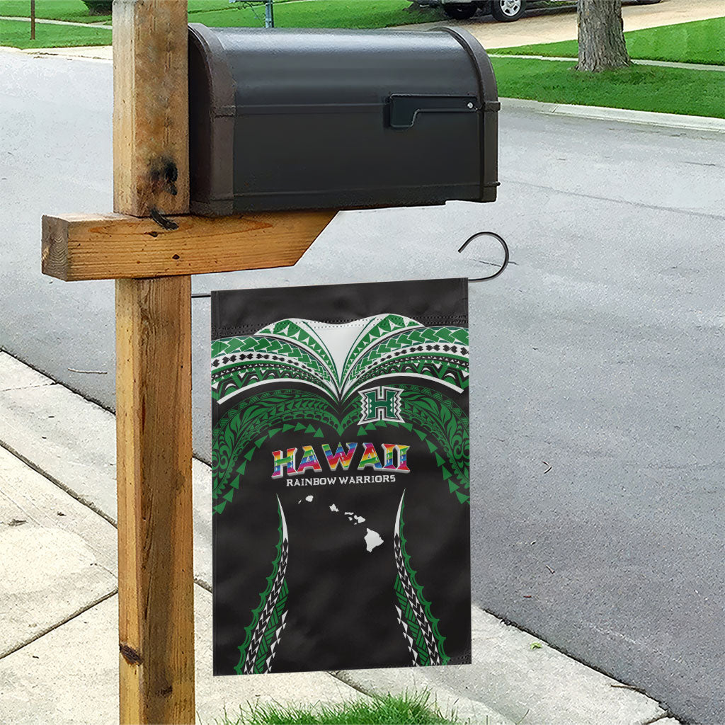 Hawaii Rainbow Warriors Garden Flag Polynesian Motif Black Color