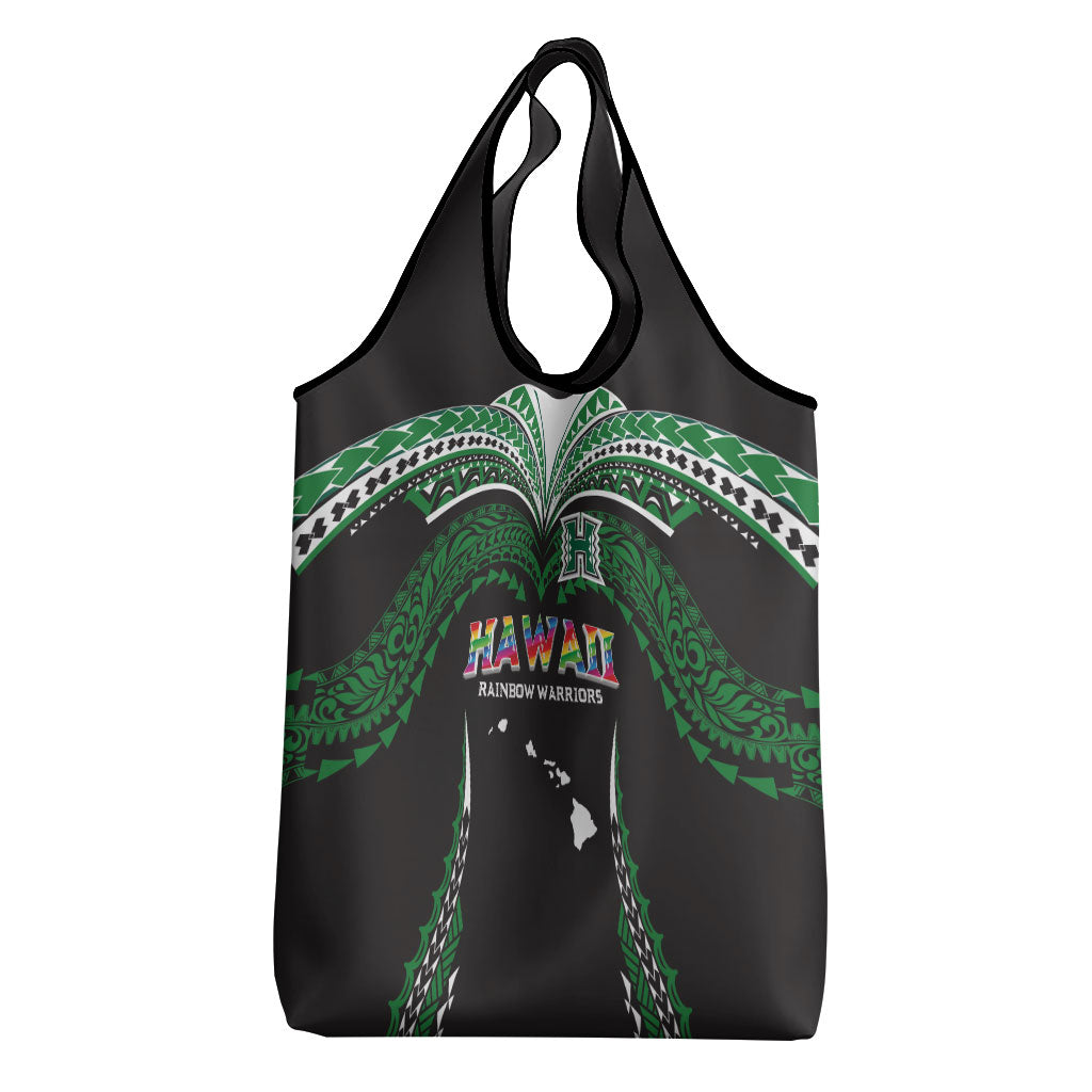 Hawaii Rainbow Warriors Grocery Bag Polynesian Motif Black Color