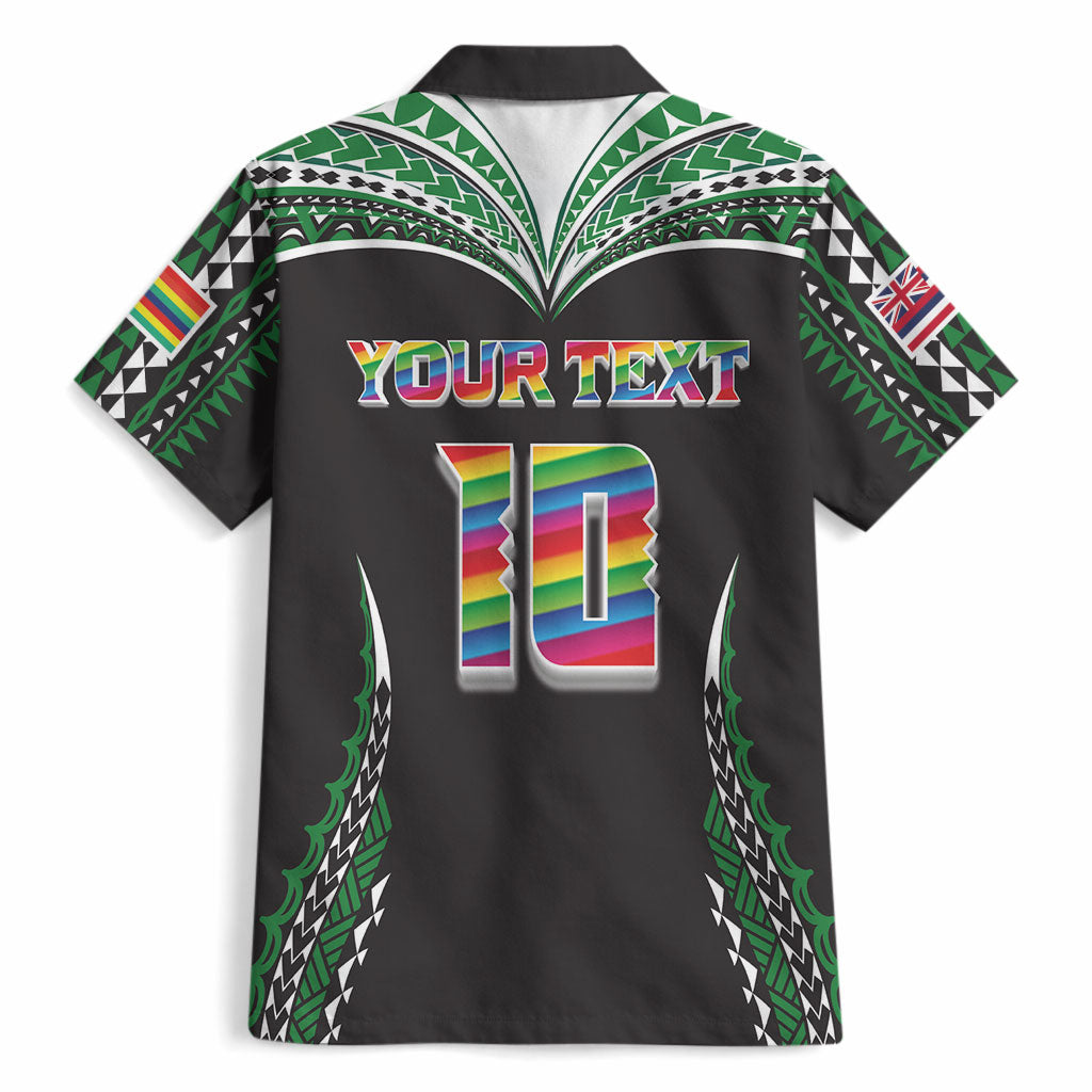 Custom Hawaii Rainbow Warriors Hawaiian Shirt Polynesian Motif Black Color