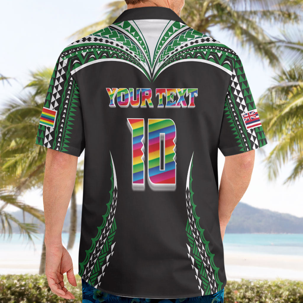 Custom Hawaii Rainbow Warriors Hawaiian Shirt Polynesian Motif Black Color