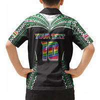 Custom Hawaii Rainbow Warriors Hawaiian Shirt Polynesian Motif Black Color
