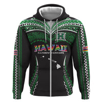 Custom Hawaii Rainbow Warriors Hoodie Polynesian Motif Black Color