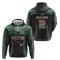 Custom Hawaii Rainbow Warriors Hoodie Polynesian Motif Black Color