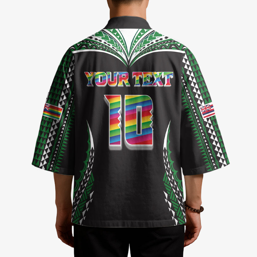 Custom Hawaii Rainbow Warriors Kimono Polynesian Motif Black Color