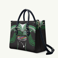 Hawaii Rainbow Warriors Leather Bag Polynesian Motif Black Color