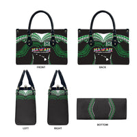 Hawaii Rainbow Warriors Leather Bag Polynesian Motif Black Color