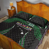 Hawaii Rainbow Warriors Quilt Bed Set Polynesian Motif Black Color