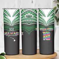 Custom Hawaii Rainbow Warriors Skinny Tumbler Polynesian Motif Black Color