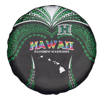 Hawaii Rainbow Warriors Spare Tire Cover Polynesian Motif Black Color