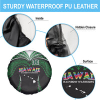 Hawaii Rainbow Warriors Spare Tire Cover Polynesian Motif Black Color