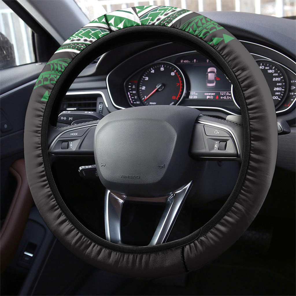 Hawaii Rainbow Warriors Steering Wheel Cover Polynesian Motif Black Color