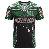 Custom Hawaii Rainbow Warriors T Shirt Polynesian Motif Black Color