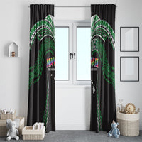 Hawaii Rainbow Warriors Window Curtain Polynesian Motif Black Color