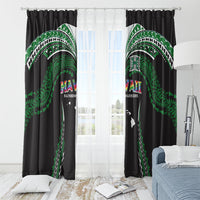 Hawaii Rainbow Warriors Window Curtain Polynesian Motif Black Color