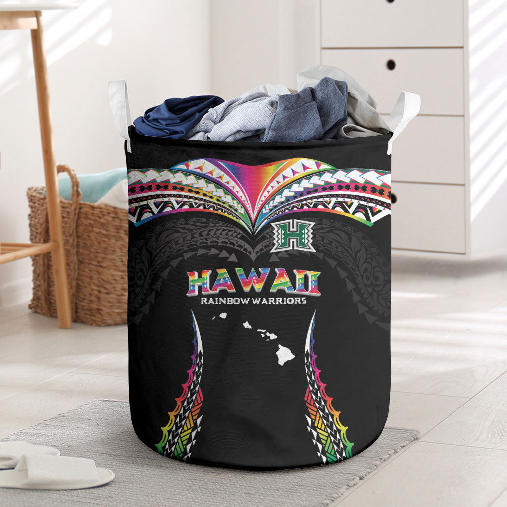 Hawaii Rainbow Warriors Laundry Basket Polynesian Motif Special Edition Rainbow Gradient