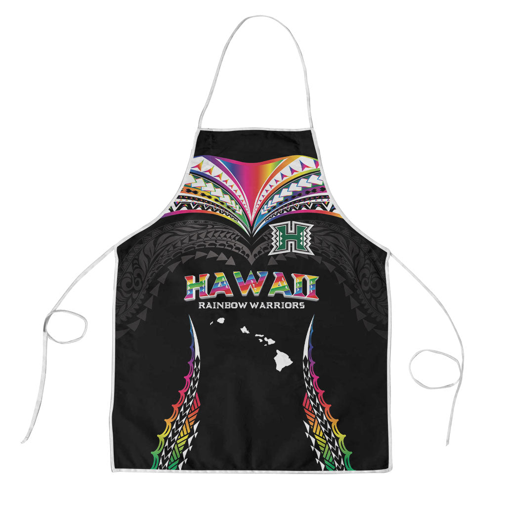 Hawaii Rainbow Warriors Apron Polynesian Motif Special Edition Rainbow Gradient