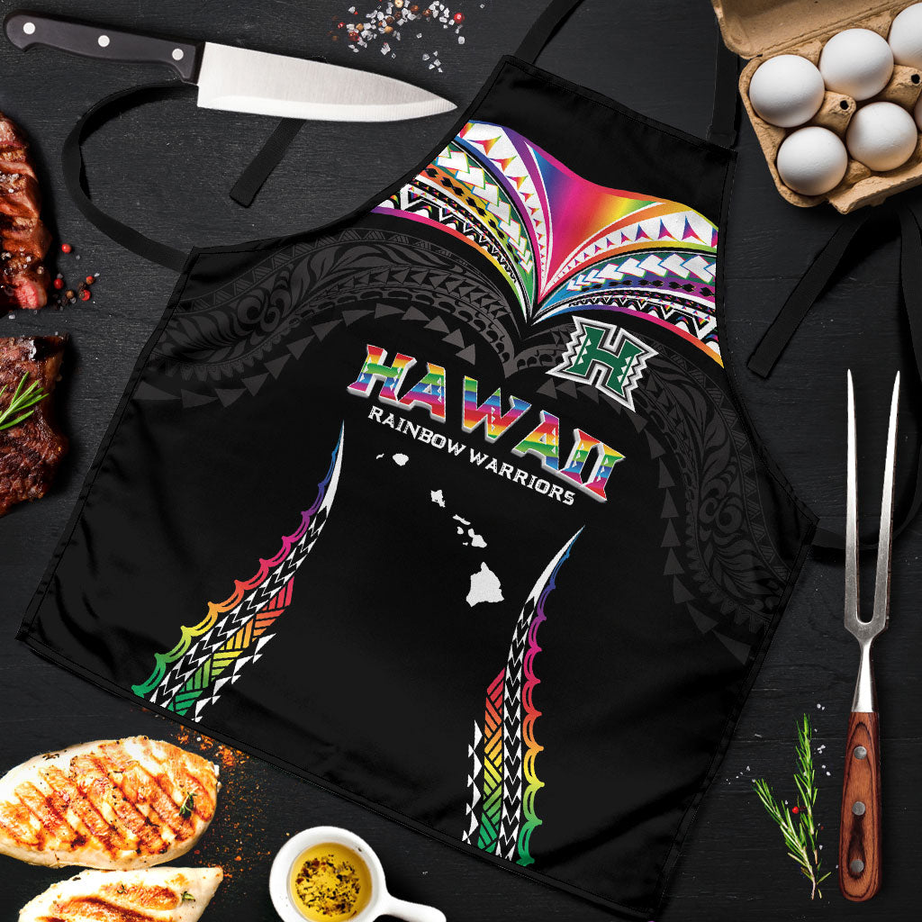 Hawaii Rainbow Warriors Apron Polynesian Motif Special Edition Rainbow Gradient