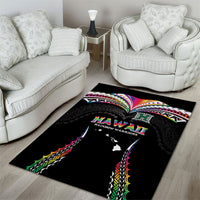 Hawaii Rainbow Warriors Area Rug Polynesian Motif Special Edition Rainbow Gradient