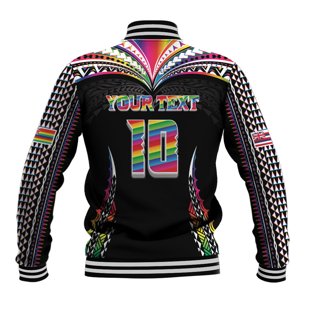 Custom Hawaii Rainbow Warriors Baseball Jacket Polynesian Motif Special Edition Rainbow Gradient