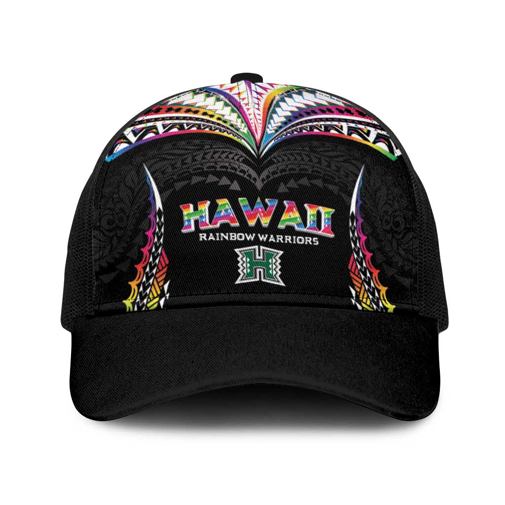 Hawaii Rainbow Warriors Baseball Net Cap Polynesian Motif Special Edition Rainbow Gradient