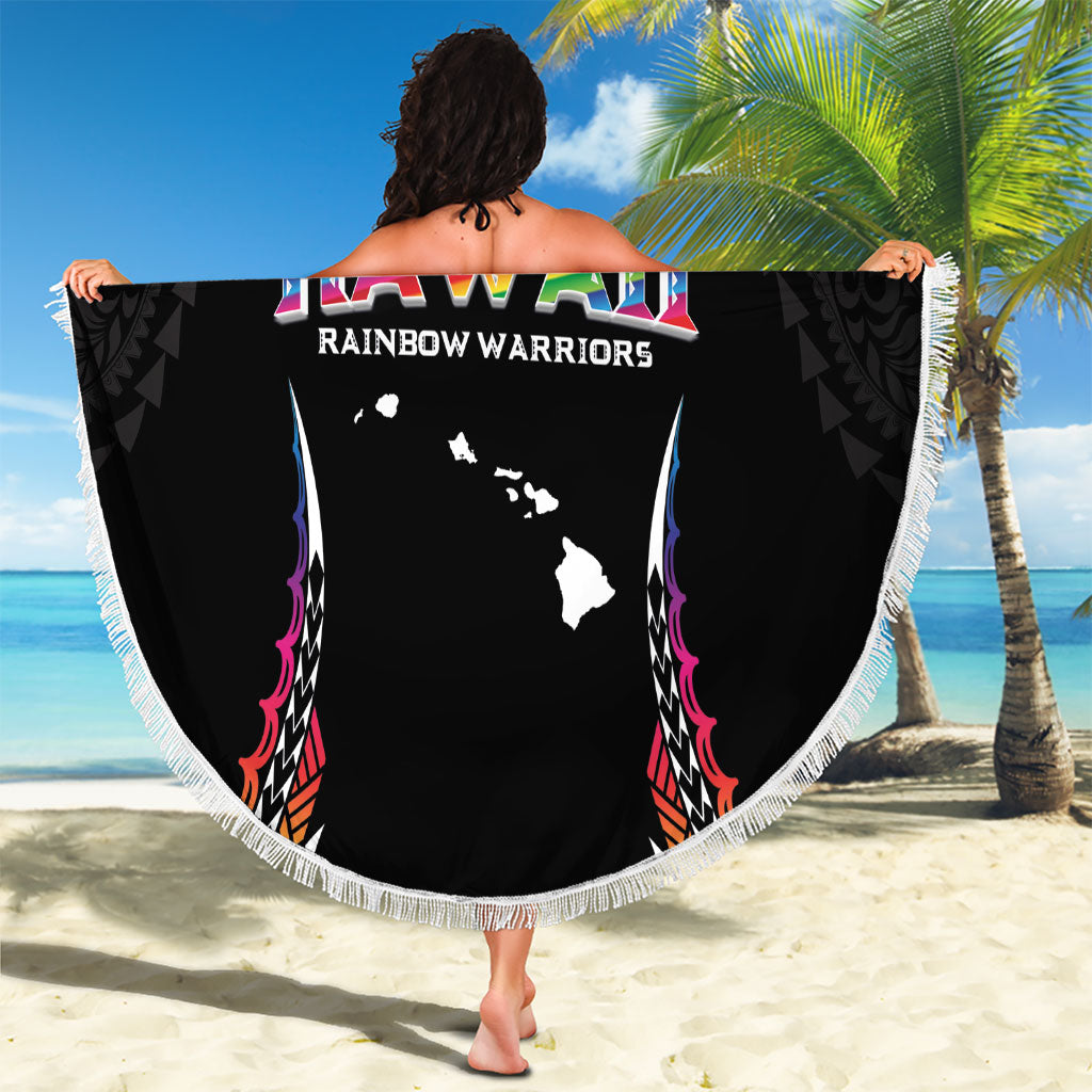 Hawaii Rainbow Warriors Beach Blanket Polynesian Motif Special Edition Rainbow Gradient