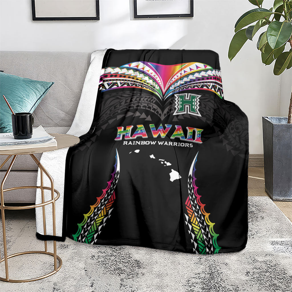 Hawaii Rainbow Warriors Blanket Polynesian Motif Special Edition Rainbow Gradient