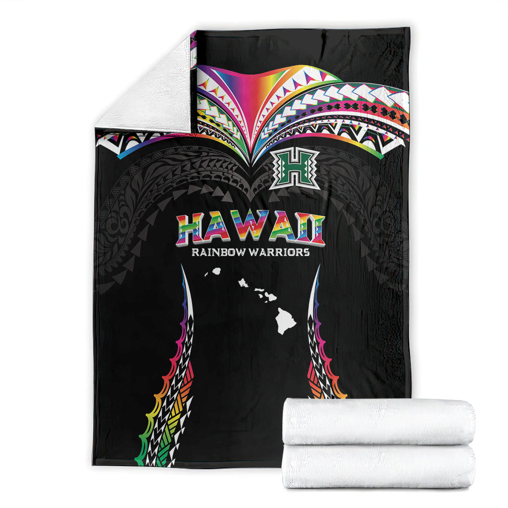 Hawaii Rainbow Warriors Blanket Polynesian Motif Special Edition Rainbow Gradient