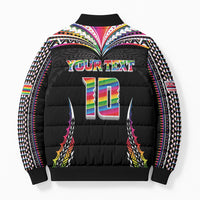 Custom Hawaii Rainbow Warriors Bomber Puffer Jacket Polynesian Motif Special Edition Rainbow Gradient