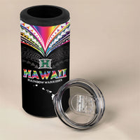 Custom Hawaii Rainbow Warriors 4 in 1 Can Cooler Tumbler Polynesian Motif Special Edition Rainbow Gradient