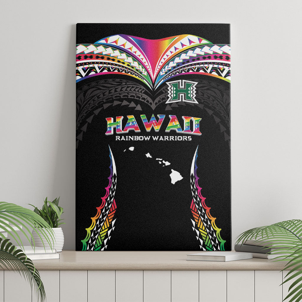 Hawaii Rainbow Warriors Canvas Wall Art Polynesian Motif Special Edition Rainbow Gradient