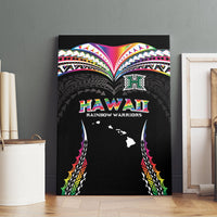 Hawaii Rainbow Warriors Canvas Wall Art Polynesian Motif Special Edition Rainbow Gradient