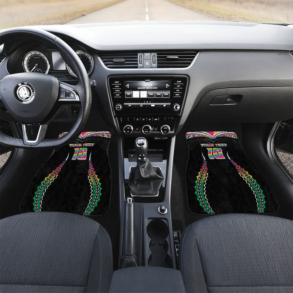 Custom Hawaii Rainbow Warriors Car Mats Polynesian Motif Special Edition Rainbow Gradient