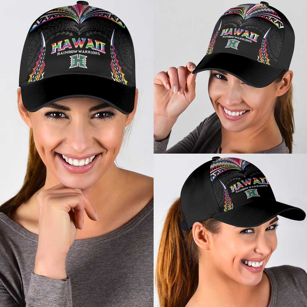 Hawaii Rainbow Warriors Classic Cap Polynesian Motif Special Edition Rainbow Gradient