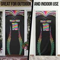 Custom Hawaii Rainbow Warriors Door Cover Polynesian Motif Special Edition Rainbow Gradient