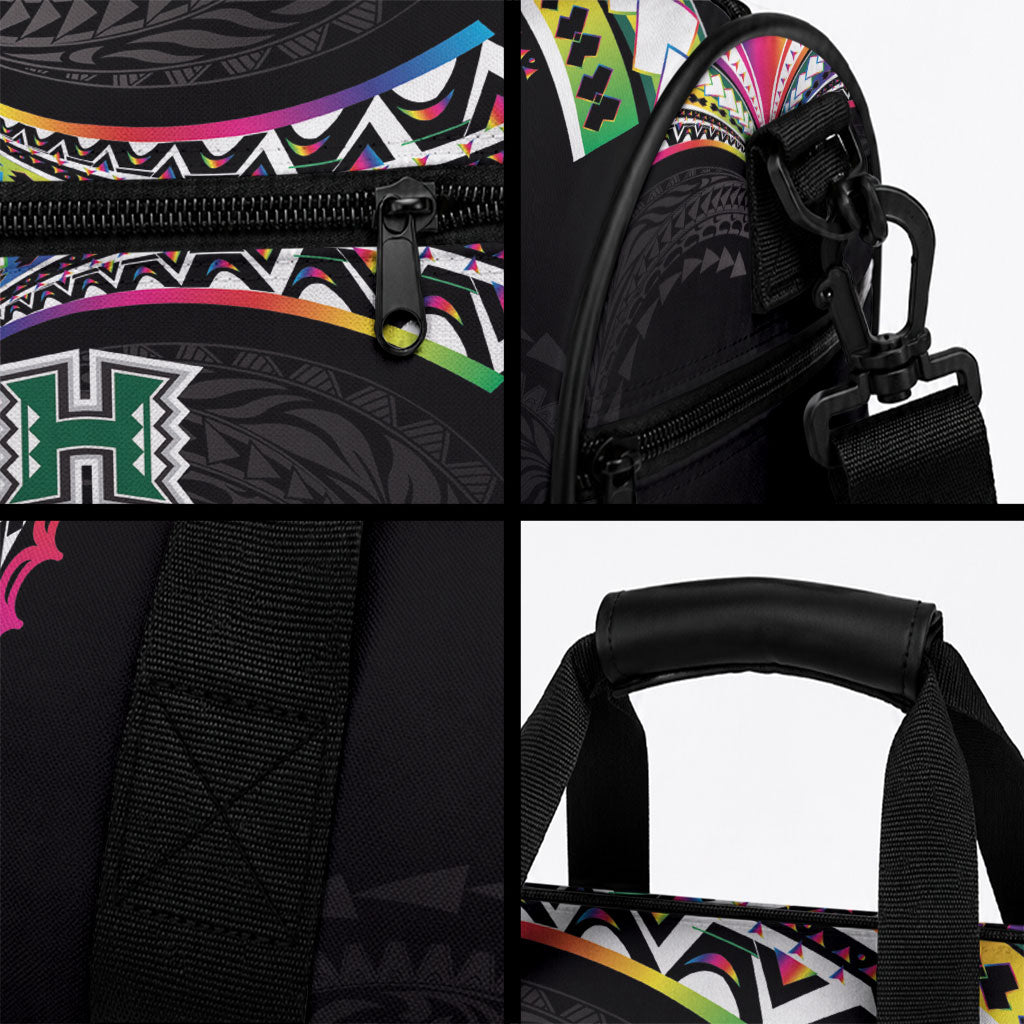 Hawaii Rainbow Warriors Duffle Bag Polynesian Motif Special Edition Rainbow Gradient