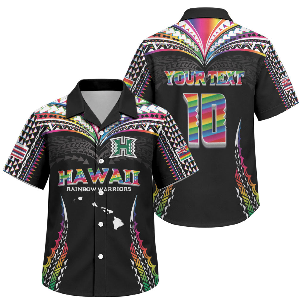 Custom Hawaii Rainbow Warriors Family Matching Mermaid Dress and Hawaiian Shirt Polynesian Motif Special Edition Rainbow Gradient