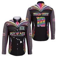 Custom Hawaii Rainbow Warriors Family Matching Off Shoulder Short Dress and Hawaiian Shirt Polynesian Motif Special Edition Rainbow Gradient