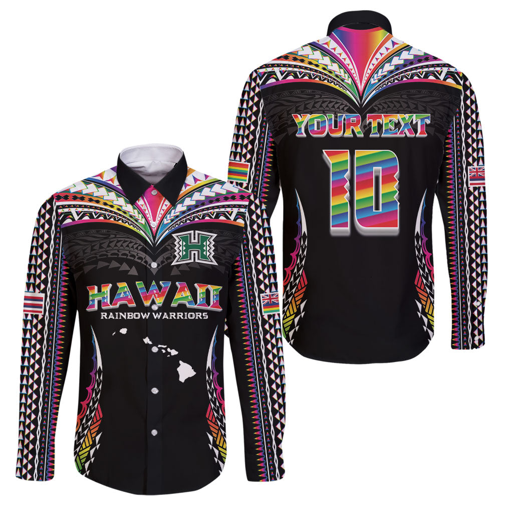 Custom Hawaii Rainbow Warriors Family Matching Summer Maxi Dress and Hawaiian Shirt Polynesian Motif Special Edition Rainbow Gradient